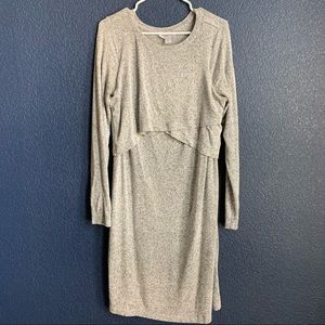 Motherhood maternity gray long sleeve sweater dress size large